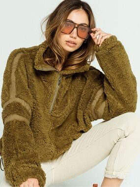 Free people - Nantucket fleece in olive green